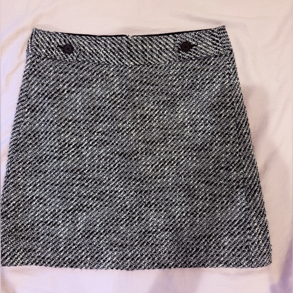 Classic Black and White Tweed Skirt